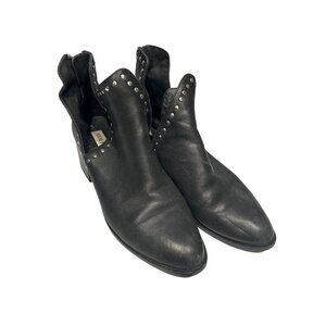 Steve Madden Black Leather Studded Ankle Boots With Zippers Womens Size 9.5M